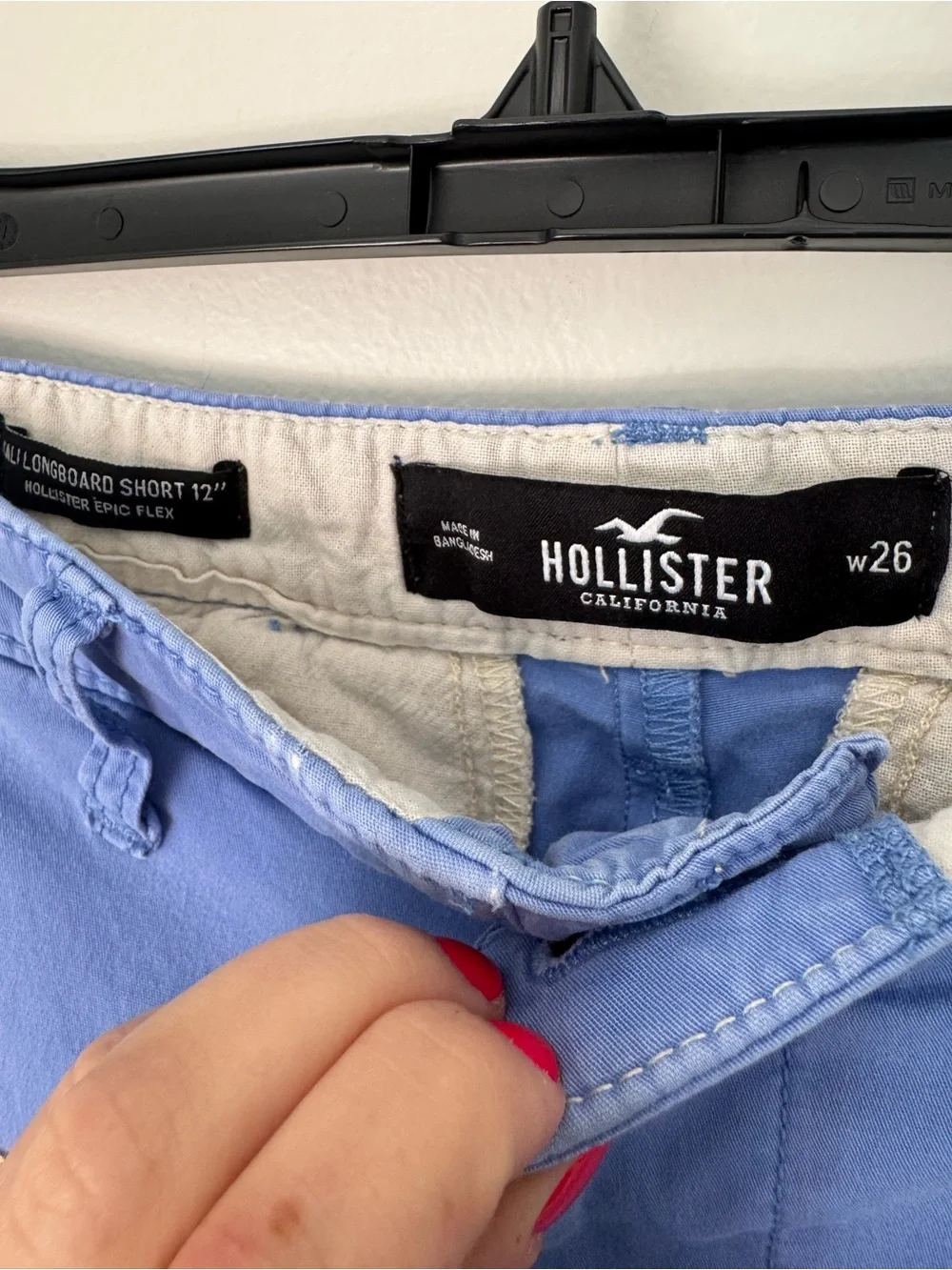 Hollister Cali Longboard 12” Chino Shorts Periwinkle Blue Epic Flex Size w26